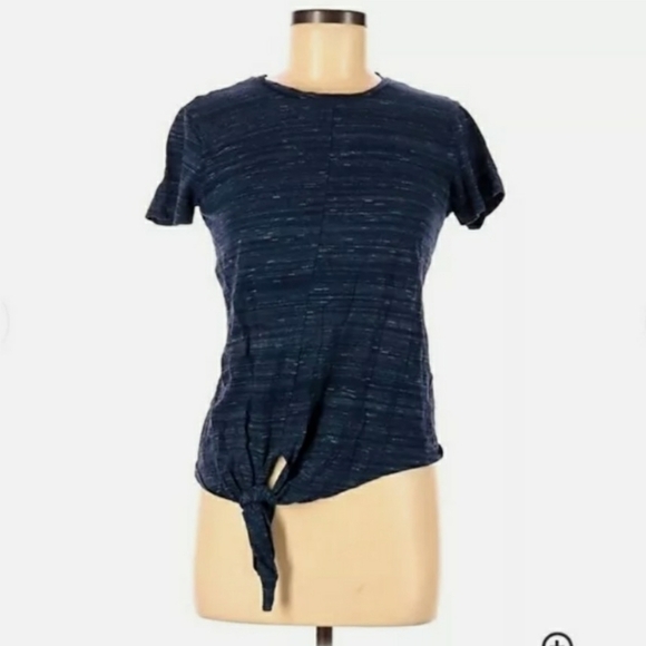 For The Republic Tie Waist Tee T-Shirt Heathered Blue Women's Small S Casual EUC - Picture 1 of 4